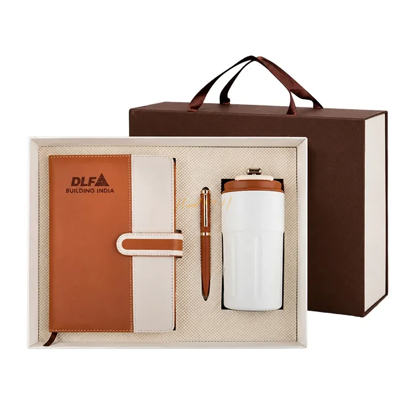 The Executive Brew Trio – A5 Notebook, Metal Pen & Travel Flask Gift Set