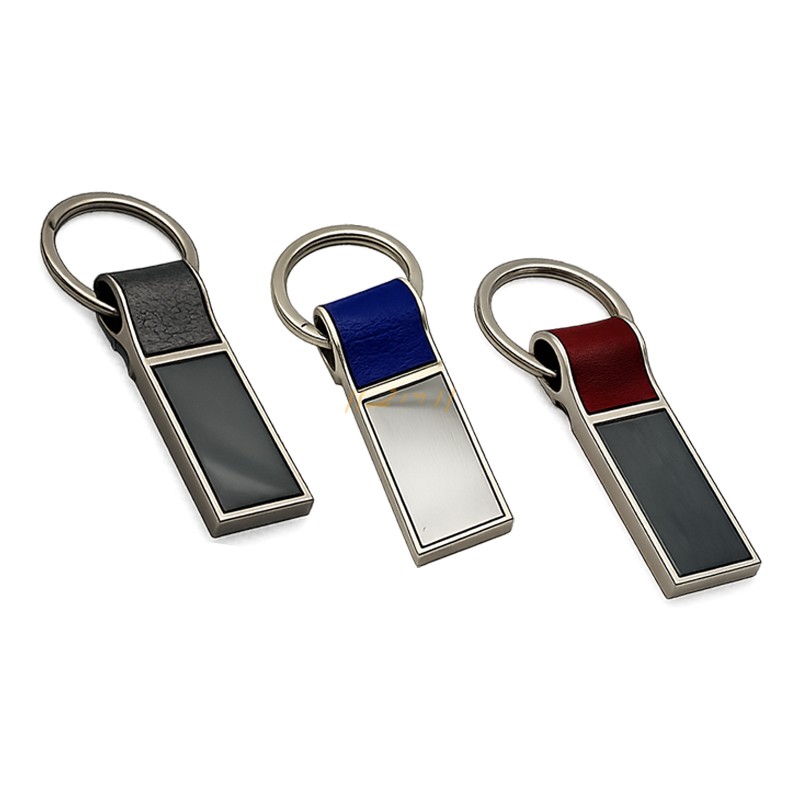 Rectangular Metal Keychain with Colour Strap
