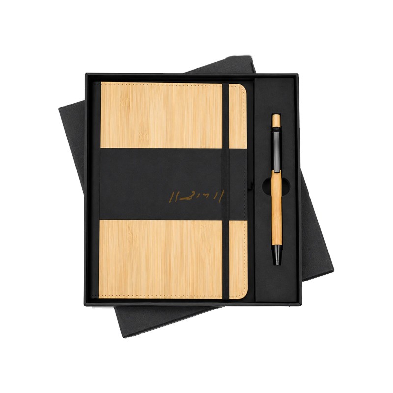 Fusion 2-in-1 Executive Corporate Gift Set – Wooden Texture Diary & Pen