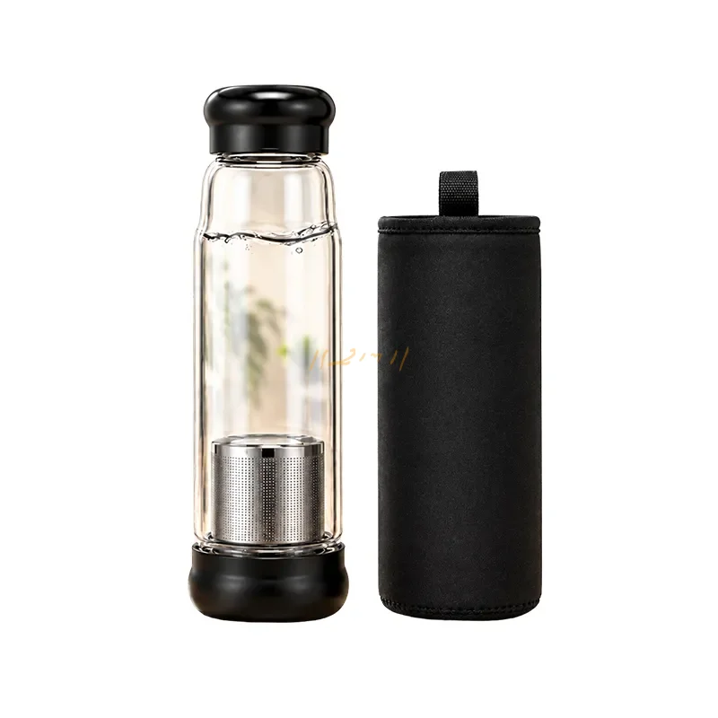Double Wall Glass Infuser Bottle with Carry Cover