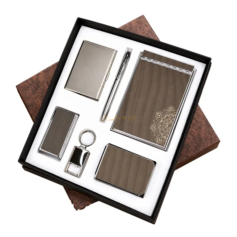 Executive 6-Piece Steel Desk Gift Set with Card Holder & Pen
