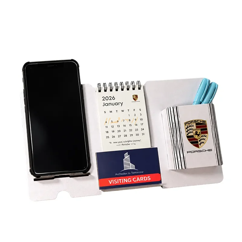 3-in-1 One-Year Flip Calendar with Pen Stand and Mobile Holder