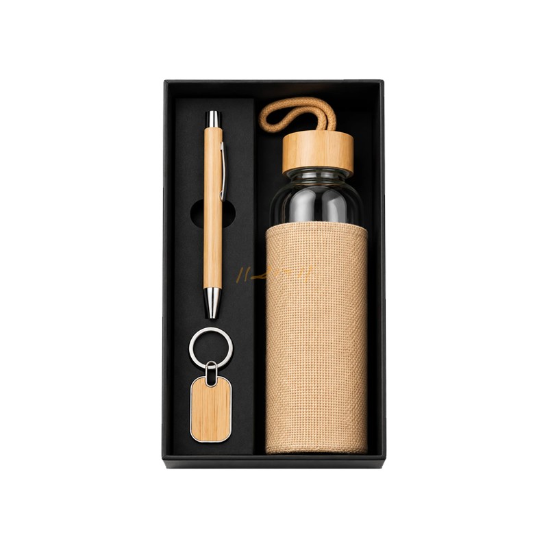 EcoCraft Bamboo Essentials Gift Set – Bottle, Pen & Keychain