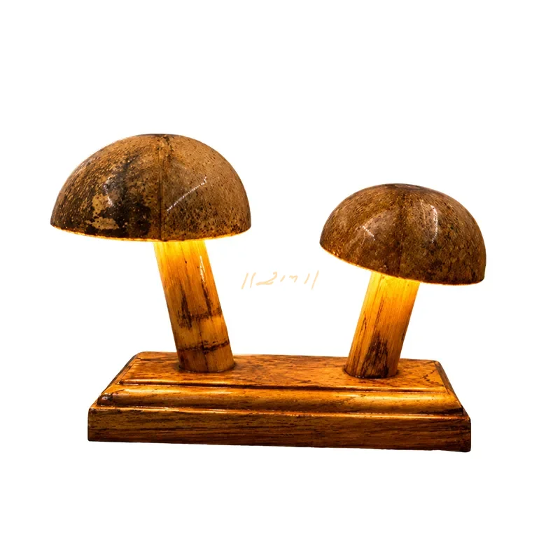 Twin Arc Harmony Coconut Shell Table Lamp