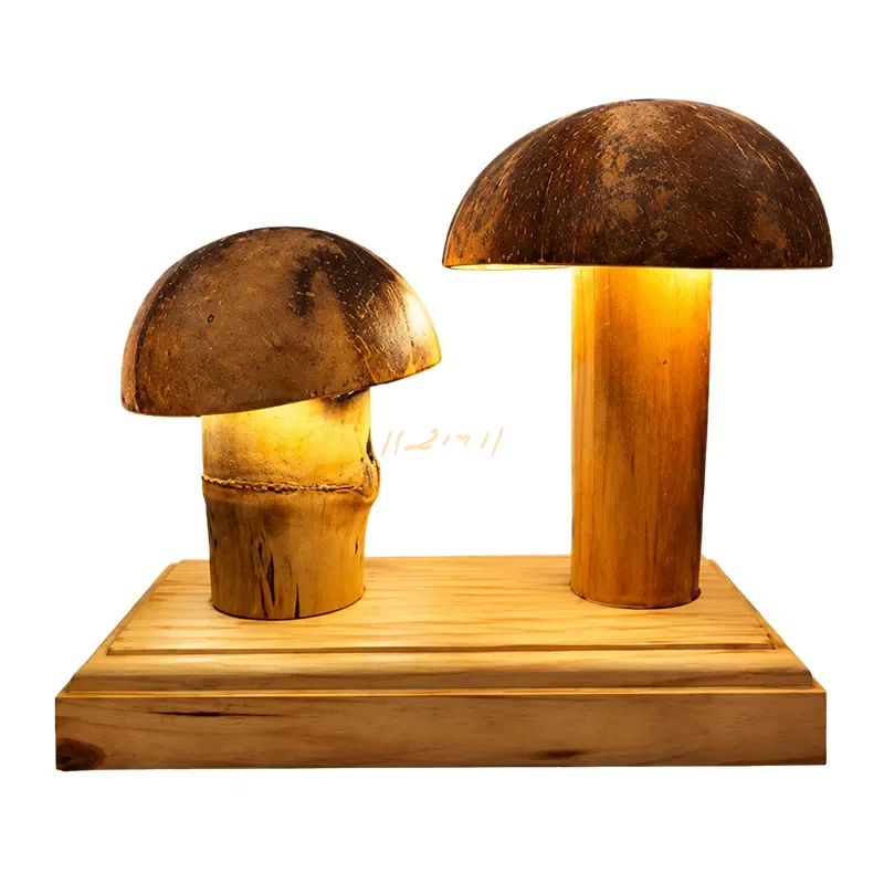 DuoLume Artisan Coconut Shell Table Lamp Set