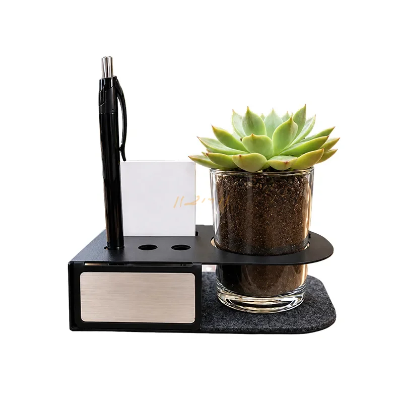 Multi-Utility Metal Desktop Organizer with Planter