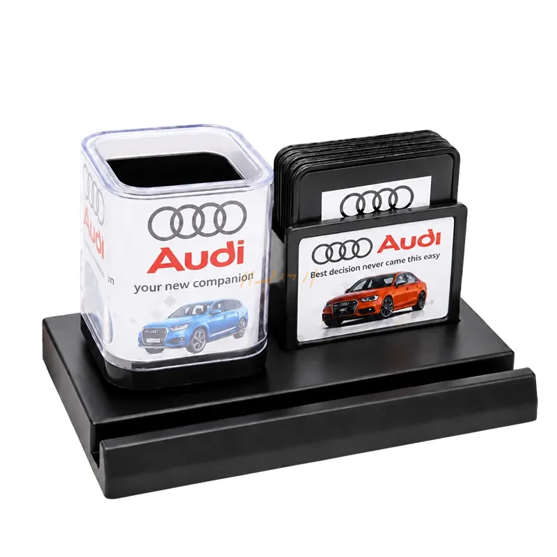DeskOrbit Elite – Revolving Pen Stand, Mobile Holder & 6-Coaster Corporate Set