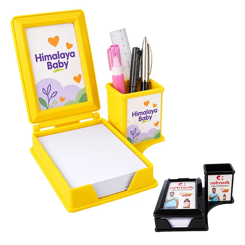 NoteDock 200 – Custom-Branded Chit Pad with Pen & Stationery Holder