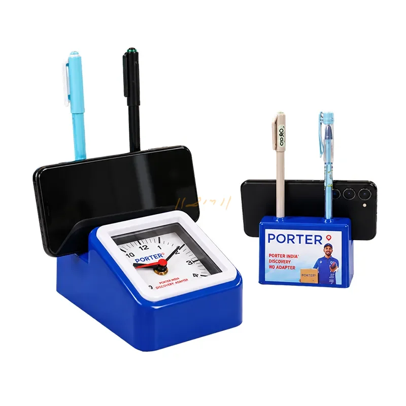 Table Clock, Dual Pen Stand & Mobile Holder