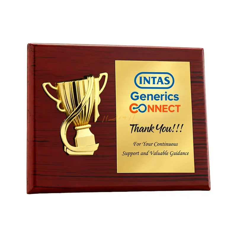 Gold Cup Wooden Corporate Appreciation Plaque