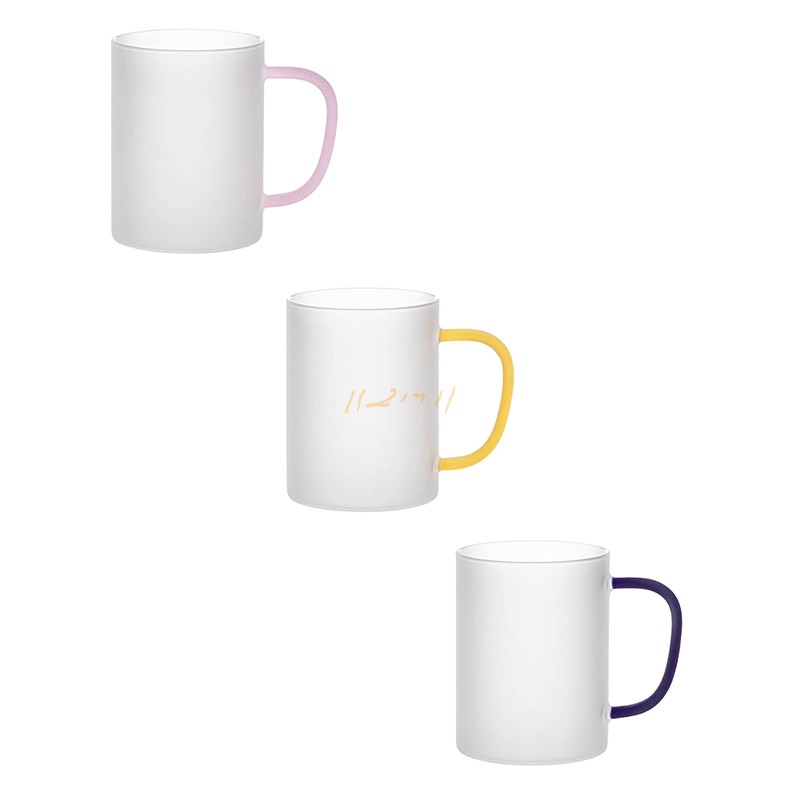 Frosted Glass Sublimation Mug with Colour Handle