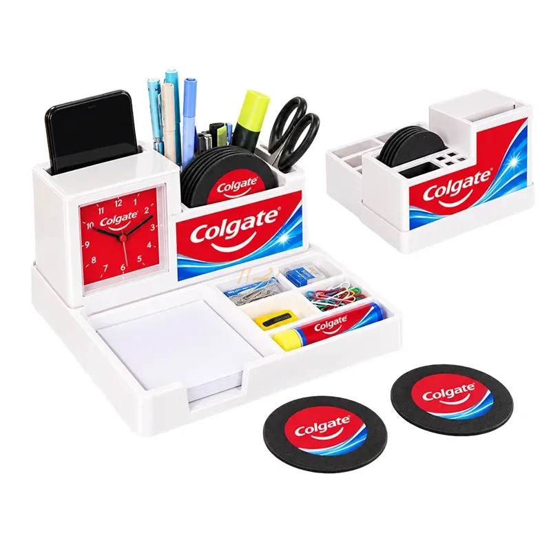 DeskSphere – 6-in-1 Table Clock, Organizer, Mobile Stand & Coaster Set
