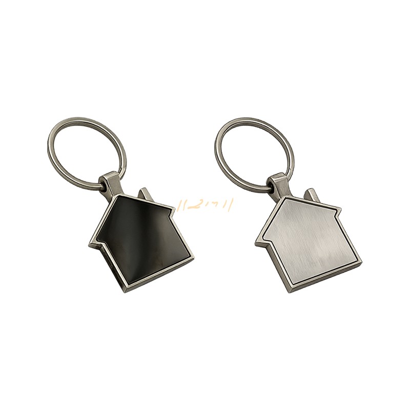 House-Shaped Metal Keychain