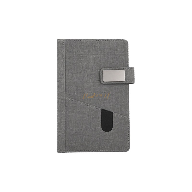 Grey Fabric-Finish Executive Diary with Custom Metal Logo Plate