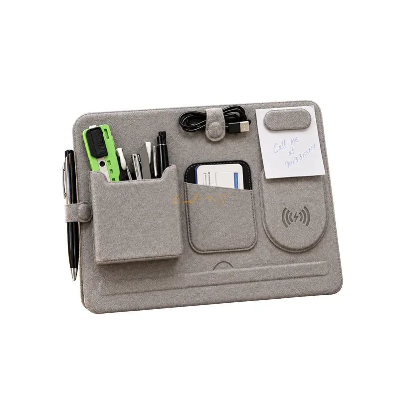 Detachable PU Desktop Organizer with Wireless Charger