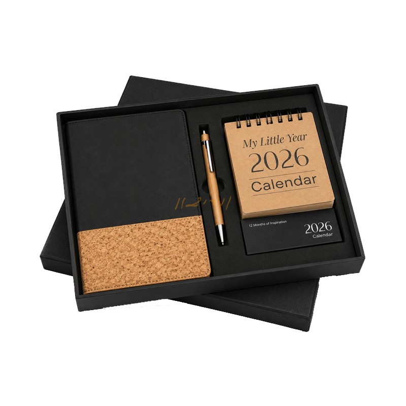EcoDesk Trio 3-in-1 Sustainable Corporate Gift Set – Cork Diary, Pen & Eco-Friendly Desktop Calendar