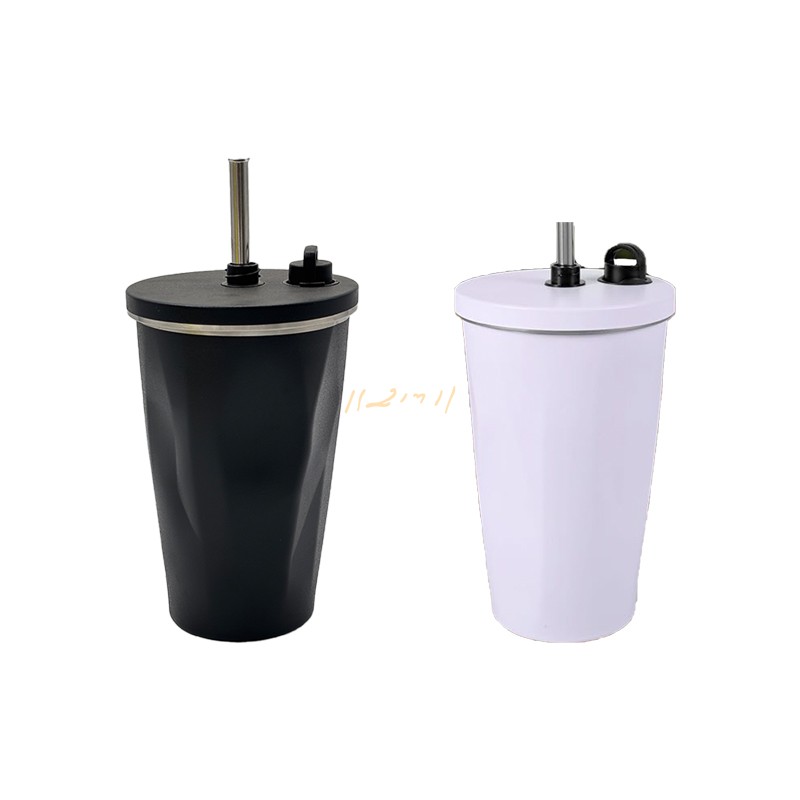 Vacuum-Insulated Stainless-Steel Tumbler Cup with Straw