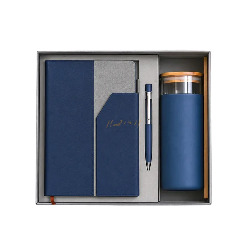 Diary, Metal Pen and Glass Tumbler Gift Set
