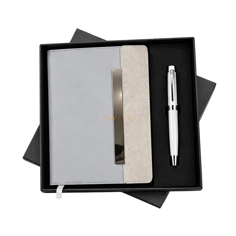 Executive Light Grey A5 Notebook & Metal Pen Gift Set