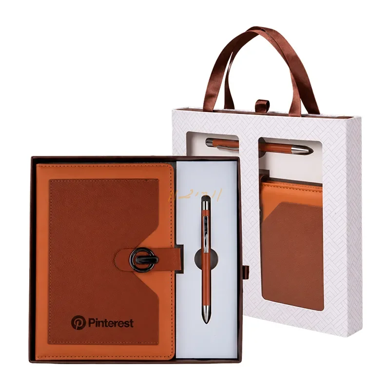 The Cognac Elite Duo – Premium A5 Notebook & Metal Pen Gift Set