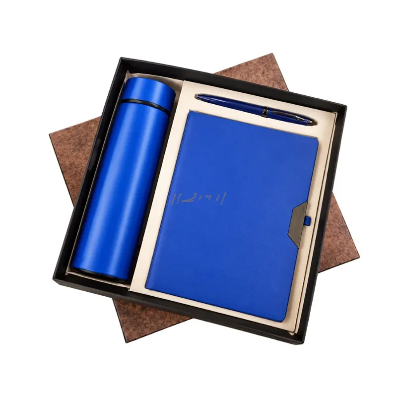 Royal Blue 3-Piece Corporate Gift Set with Bottle, Notebook & Pen