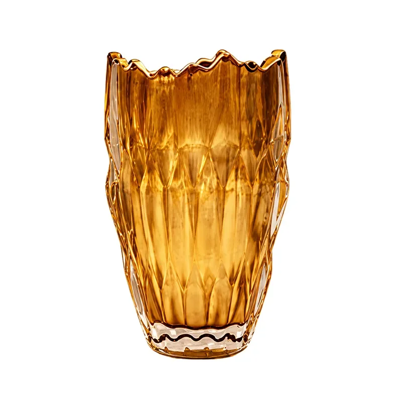Aurelia Prism Hand-Painted Amber Glass Vase