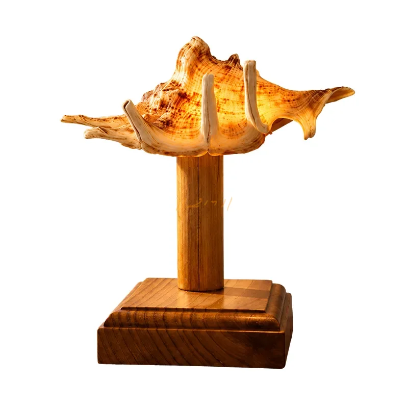 OceanGlow Artisan Conch Shell Table Lamp