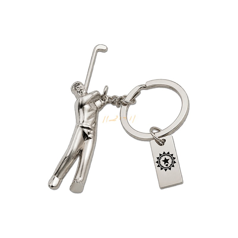 Golf Player Metal Keychain