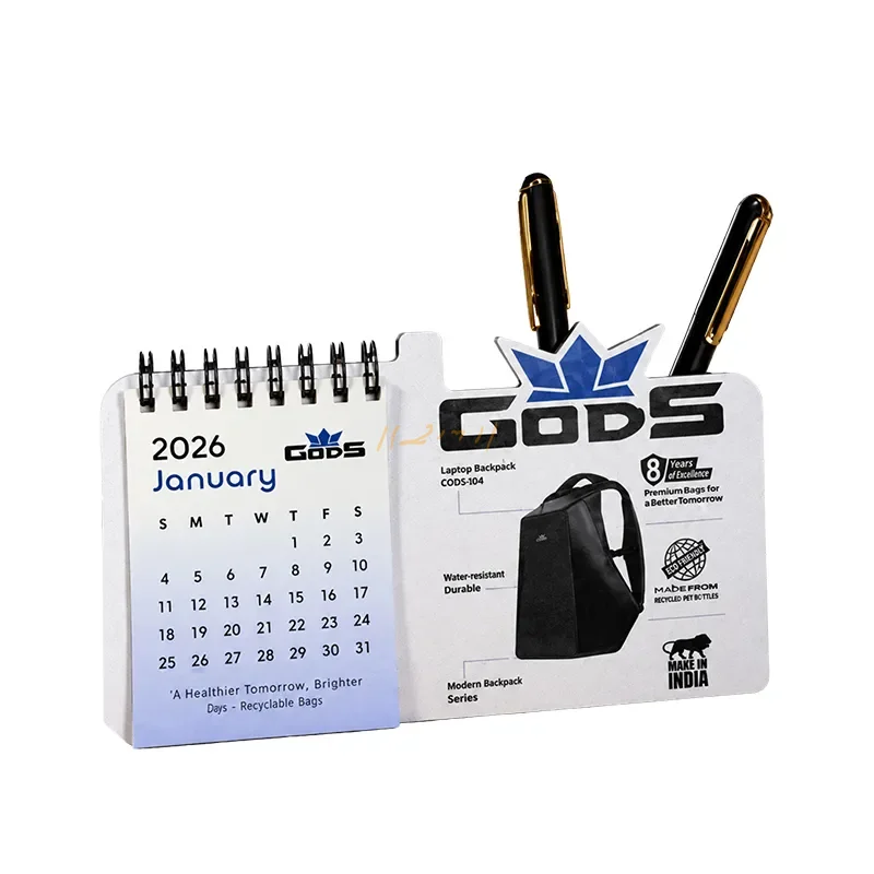 Customized Paper Flip Desk Calendar with Pen Holder