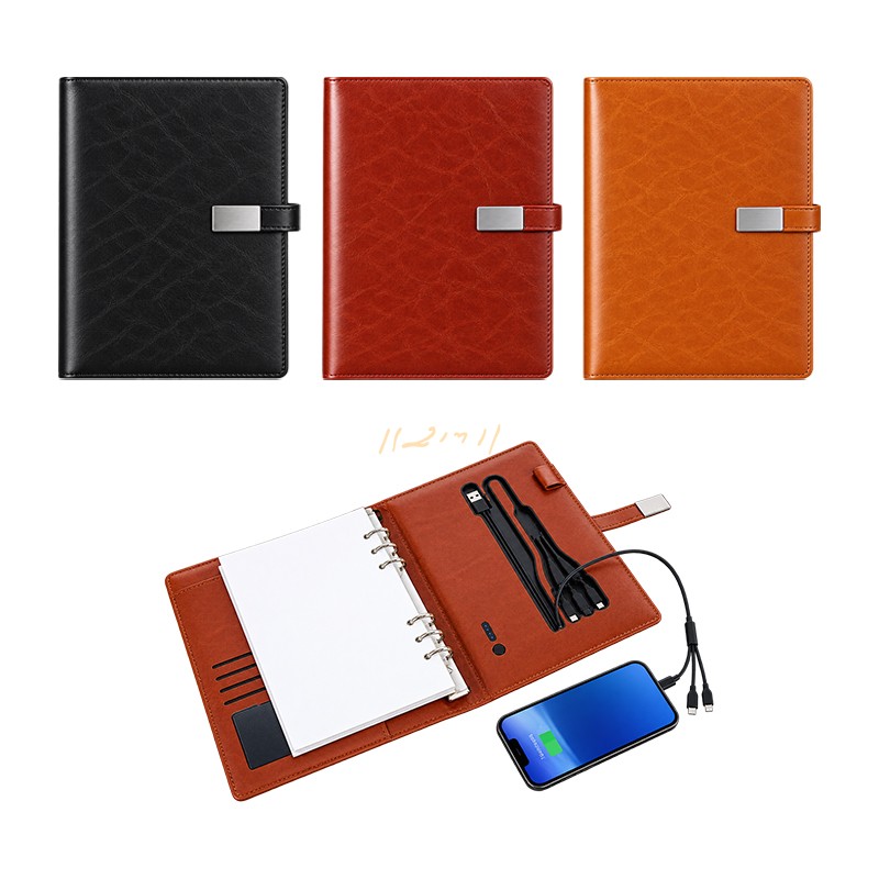 10,000mAh Power Bank Diary with Built-In Charging Cables