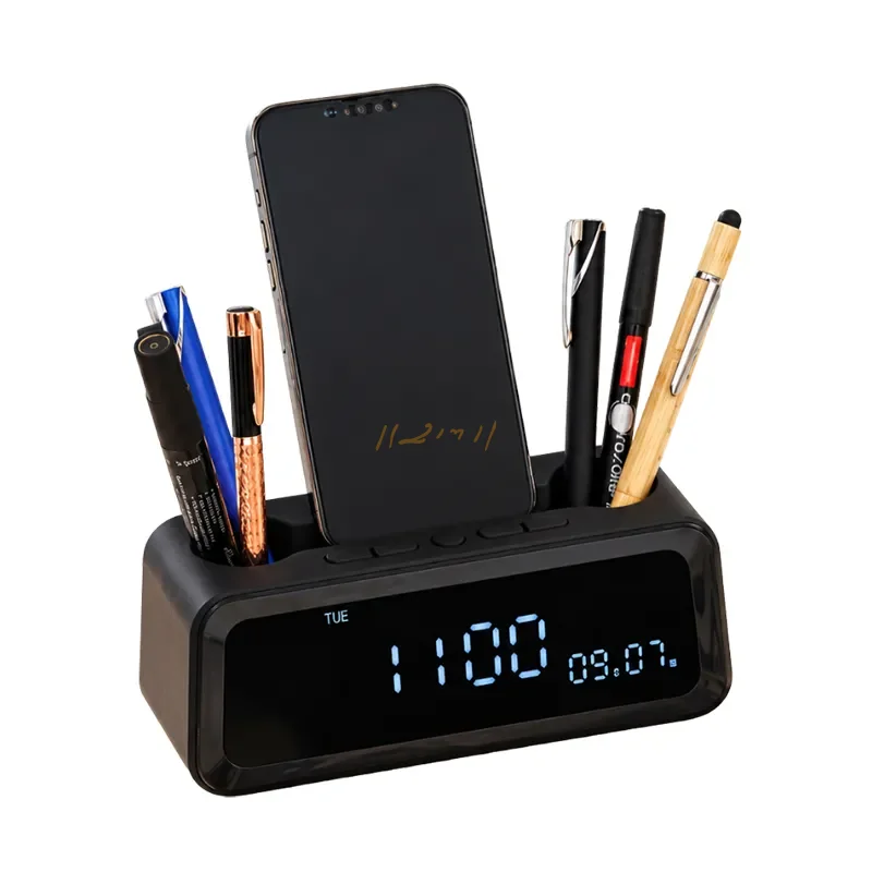 Multifunctional LED Clock Desk Organizer with Bluetooth Speaker