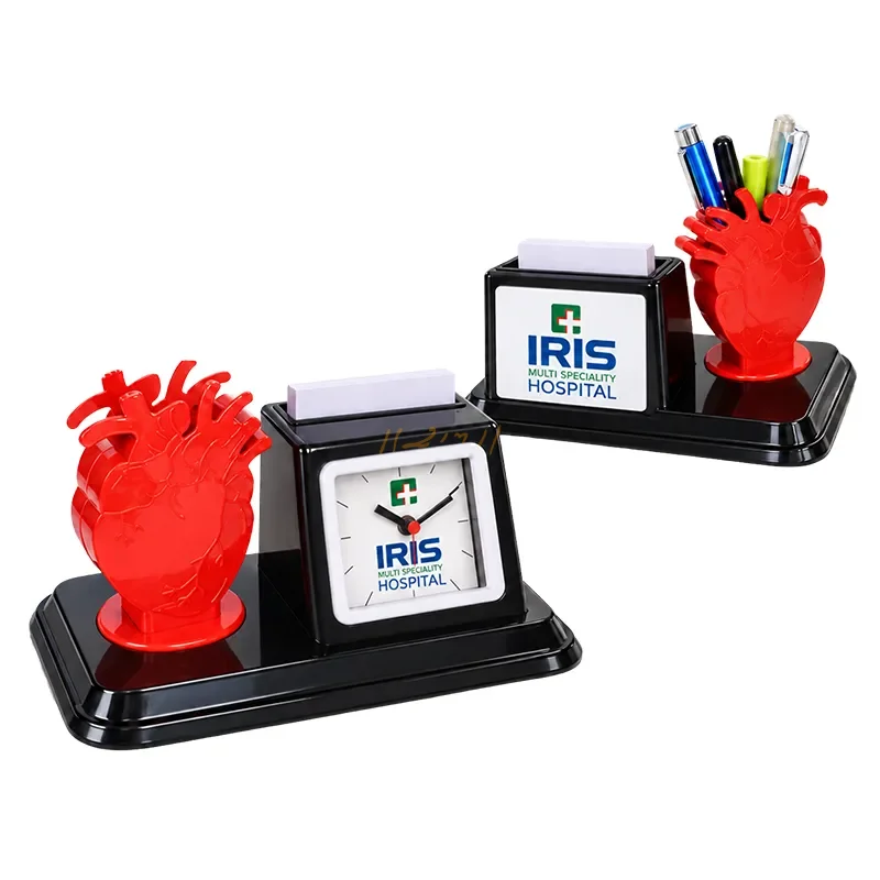 HeartBeat Executive – Anatomical Heart Pen Stand, Table Clock & 130-Page Chit Pad