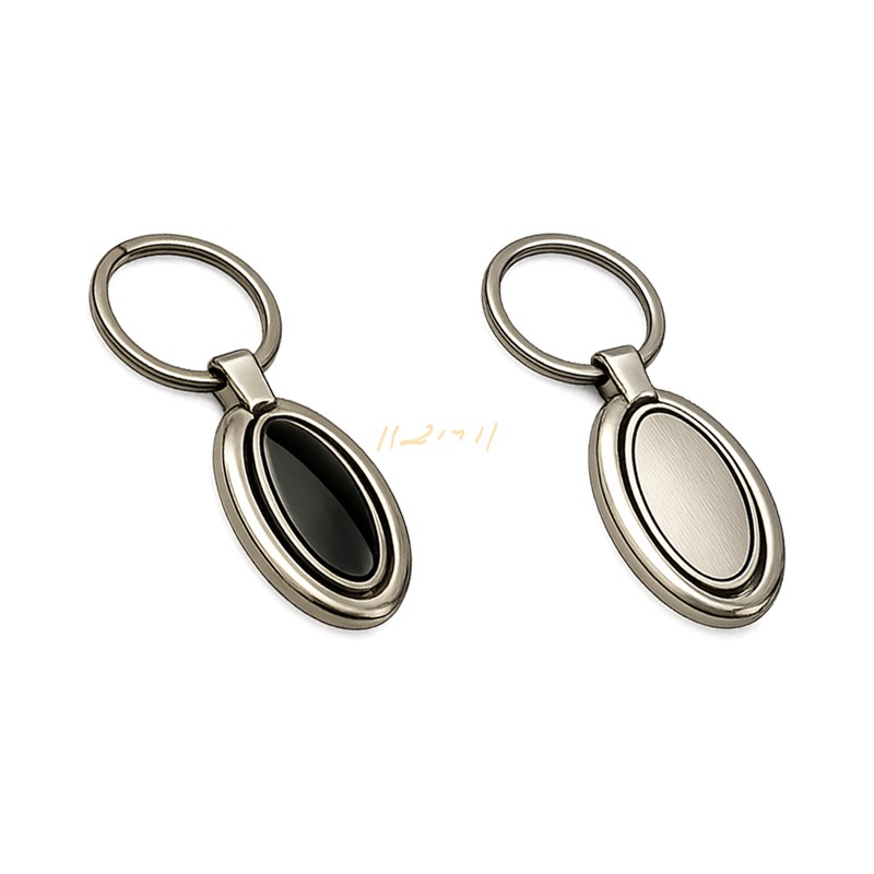 Rotating Oval Metal Keychain