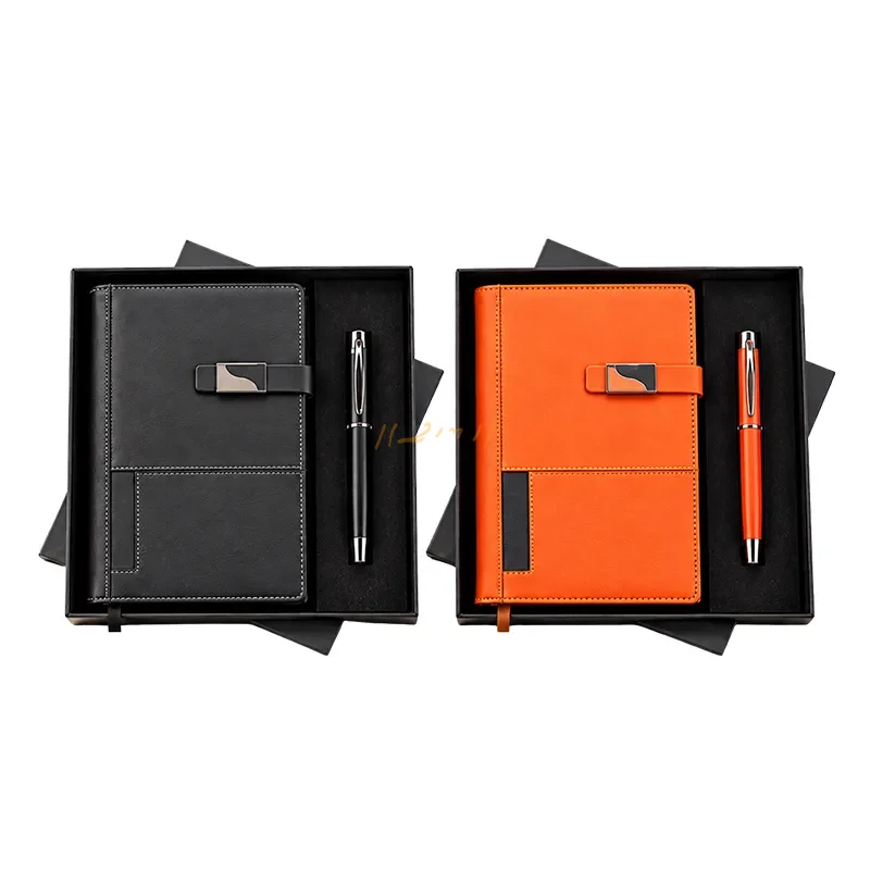 Signature Notebook & Pen Corporate Gift Set | Black and Orange