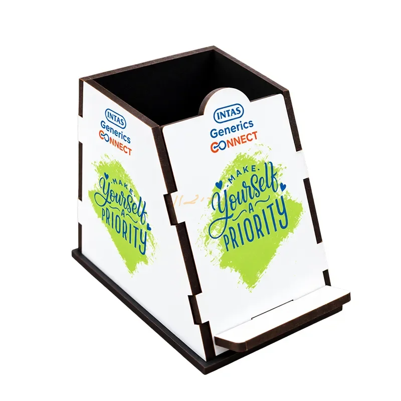 FocusDock MDF Desk Organizer with Mobile Stand & Branded Stationery Compartment