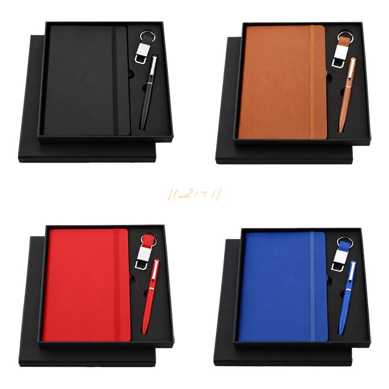 TrioEdge 3-in-1 Executive Corporate Gift Set – Diary, Pen & Hook Keychain