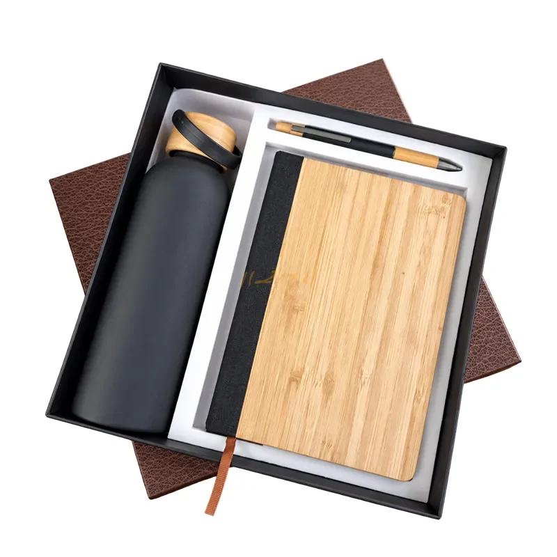 Bamboo 3-Piece Corporate Gift Set with Bottle & A5 Notebook