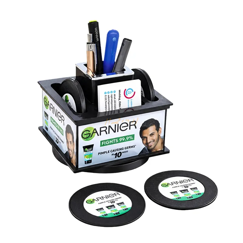 Revolving Pen Stand, Visiting Card Holder & 6-Coaster Set