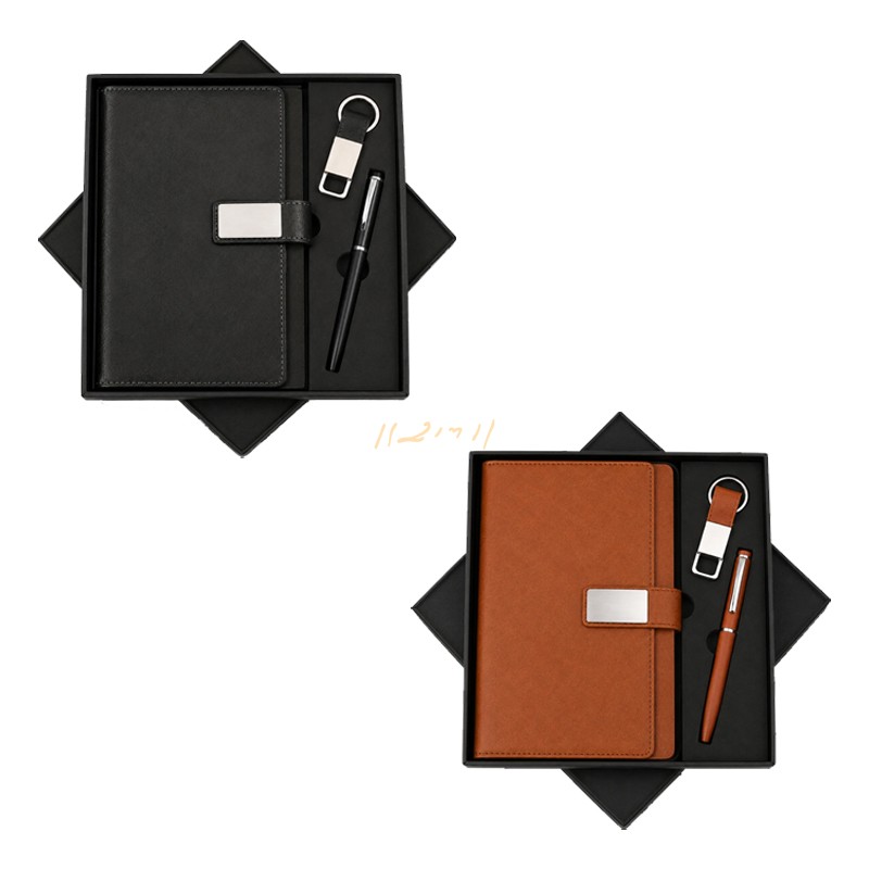 Sterling Clasp 3-in-1 Executive Corporate Gift Set – Diary, Pen & Hook Keychain