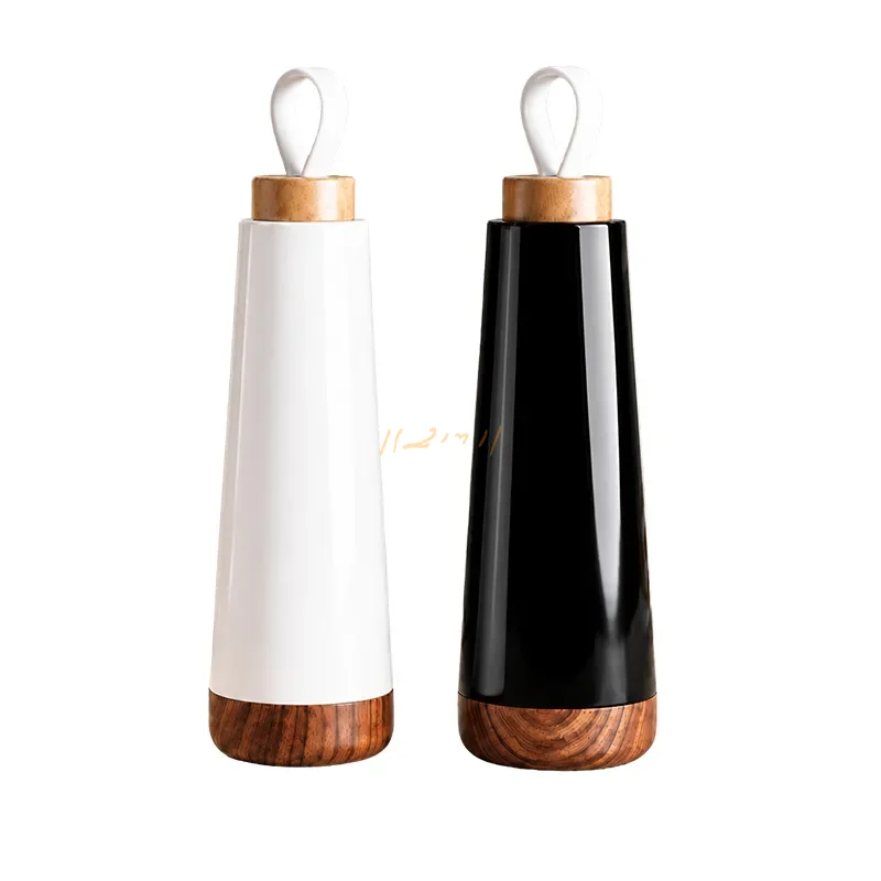 Stainless Steel Corporate Flask with Wood-Look Accents