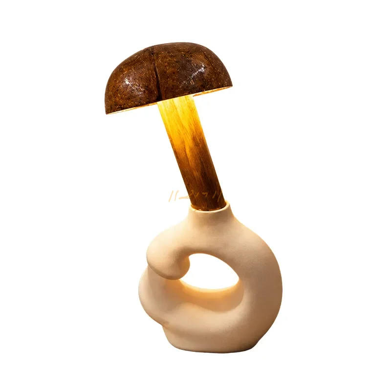 Luminous Orbit Sculptural Coconut Shell Table Lamp