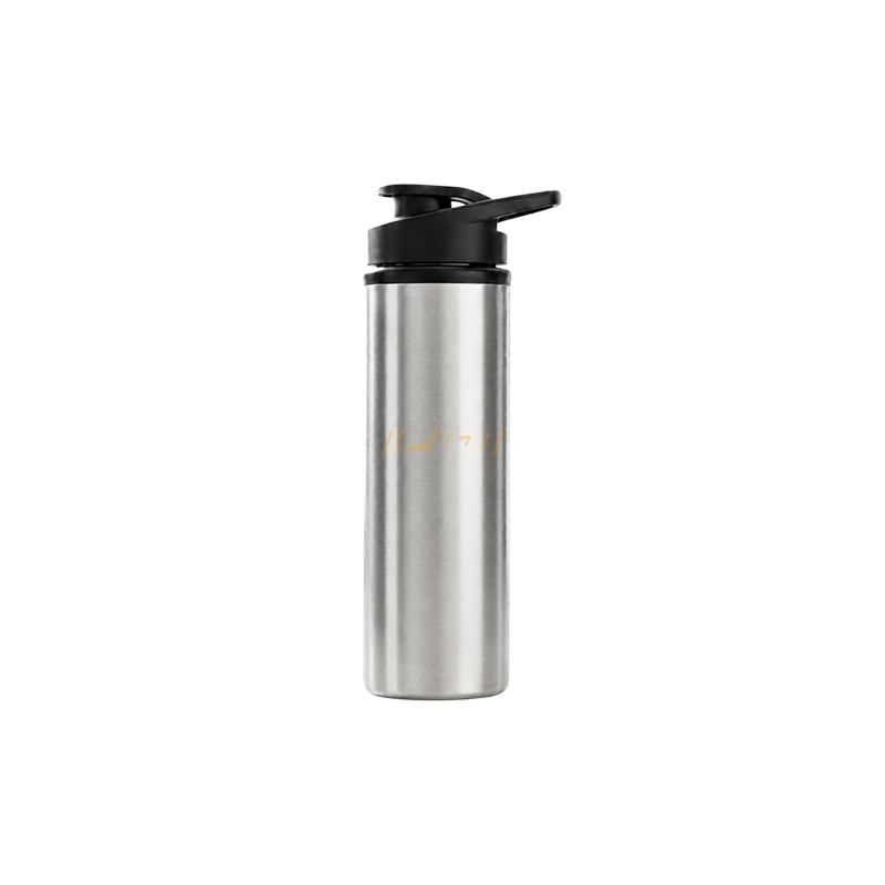 Silver Stainless-Steel Flip-Top Water Bottle