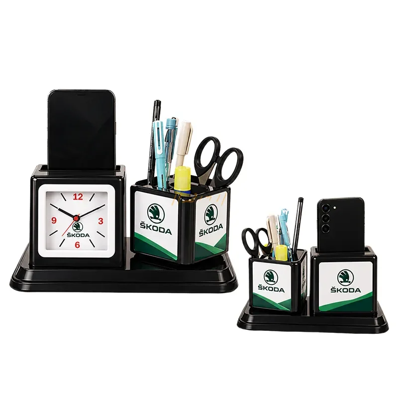 RevolveDesk – Rotating Table Clock, Pen Organizer & Mobile Holder