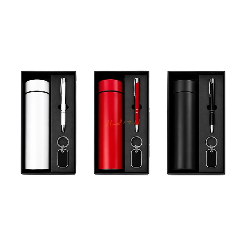 ThermoPro 3-in-1 Corporate Gift Set – Temperature Bottle, Executive Pen & Metal Keychain