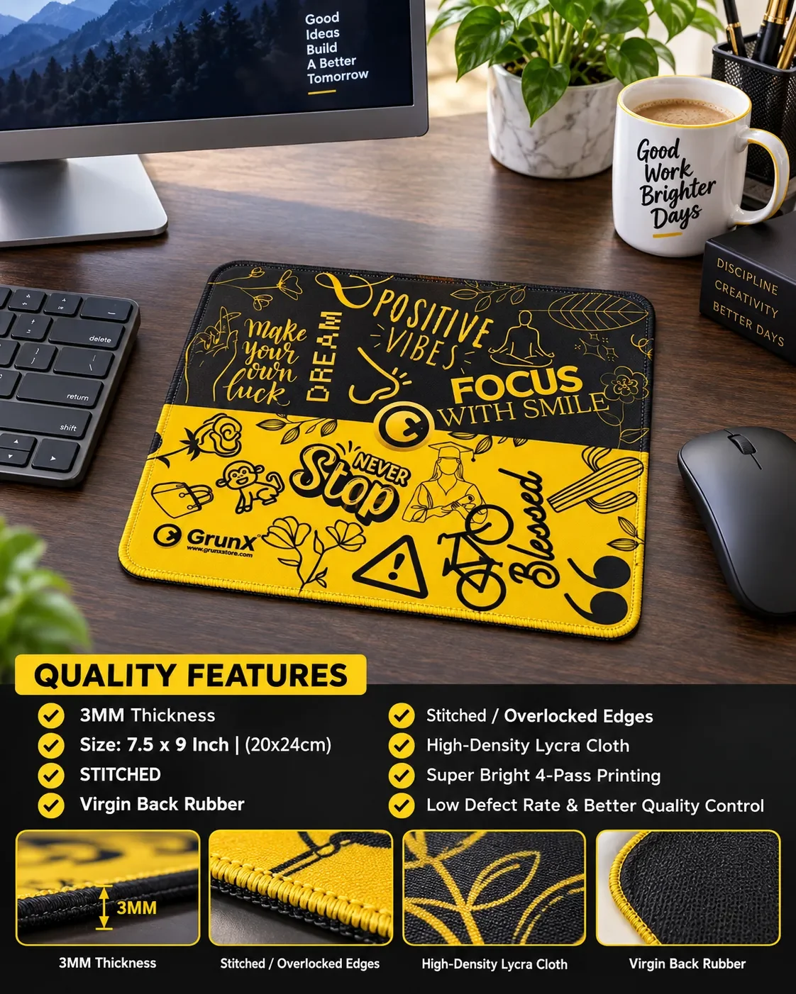 Imported Custom Company Branding Stitched Mousepad