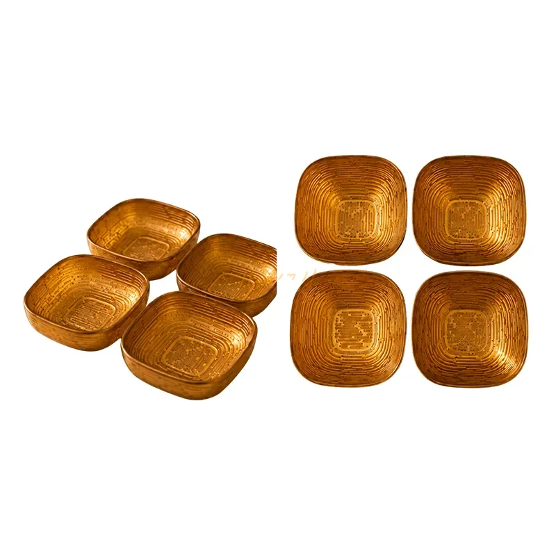 Golden Mosaic Hand-Painted Glass Serving Bowl Set