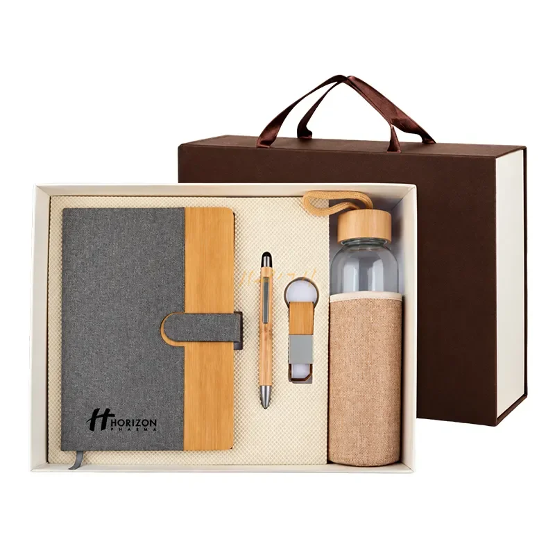 The Urban Timber Quartet – A5 Notebook, Metal Pen, Bottle & Keychain Gift Set