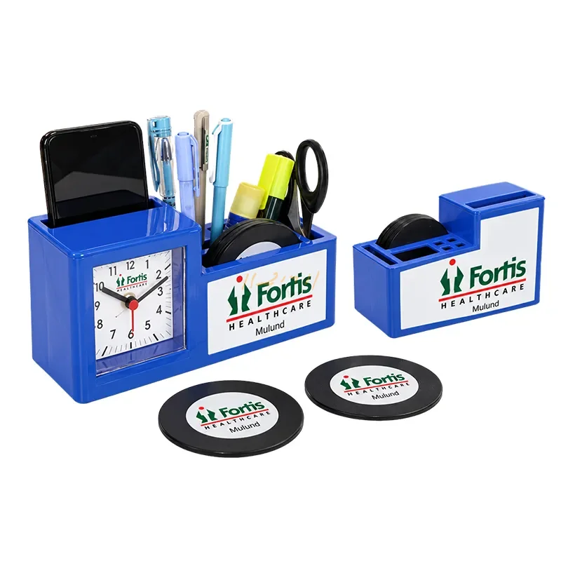 Table Clock, Pen Organizer, Mobile Holder & Six-Coaster Set
