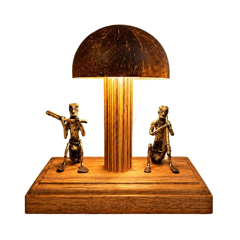 Symphony Grove Coconut Shell Table Lamp with Musician Figurines