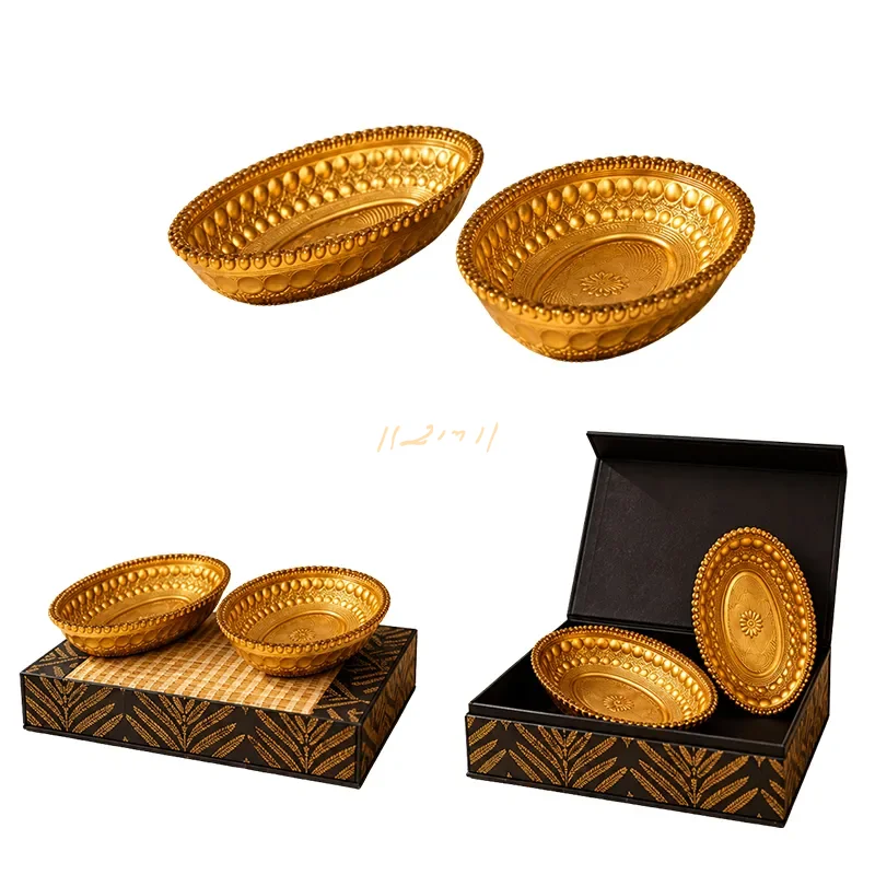 Aurelia Gold Embossed Glass Serving Dish Gift Set